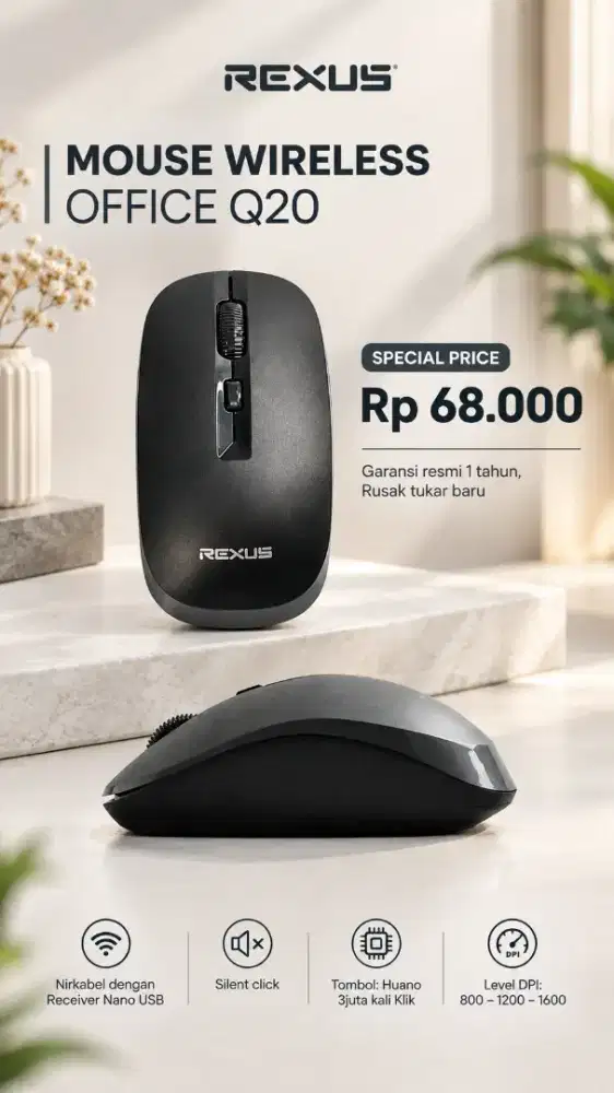 Mouse office wireless rexus Q20