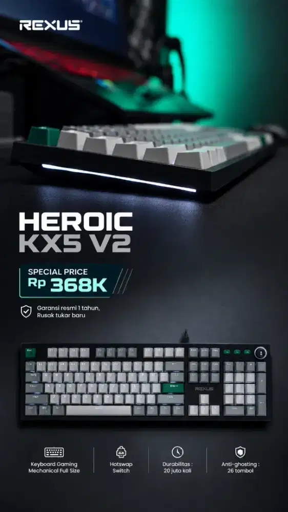 Keyboard mechanical full size rexus Heroic KX5 V2