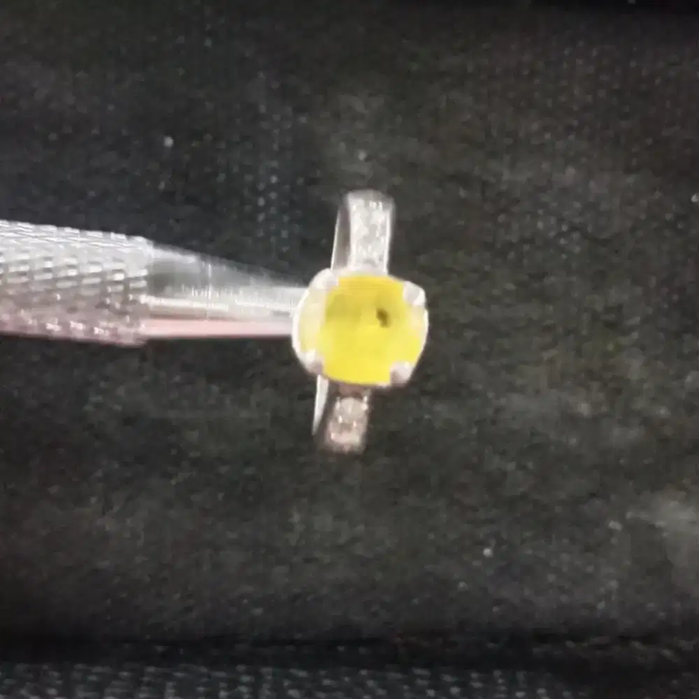 Cincin perak handmade permata yellow safir