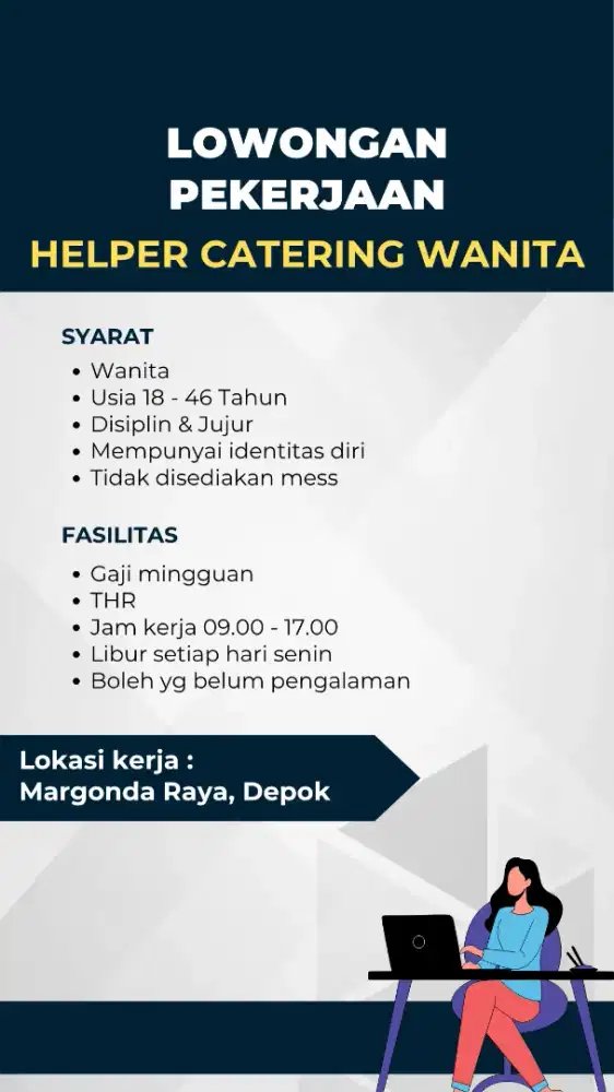 Lowongan Kerja Helper Catering Wanita Depok