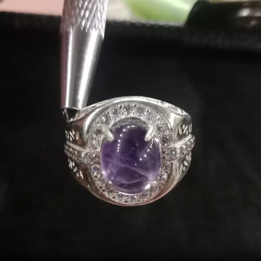 Cincin pria permata kecubung borneo