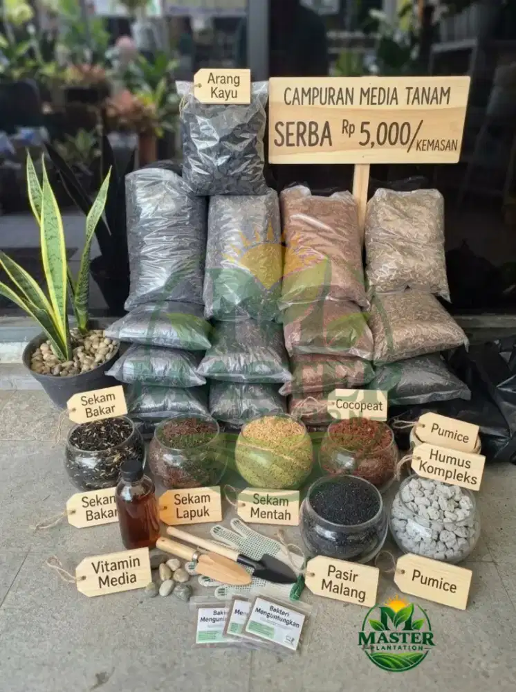 CAMPURAN MEDIA TANAM SEKAM COCOPEAT PUMICE PASIR MALANG ARANG