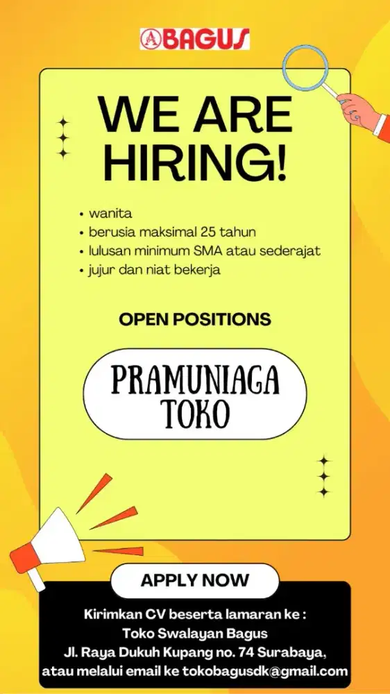 DICARI PRAMUNIAGA TOKO WANITA, BUTUH CEPAT