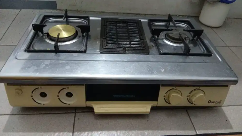 kompor 2 tungku plus pemanggang