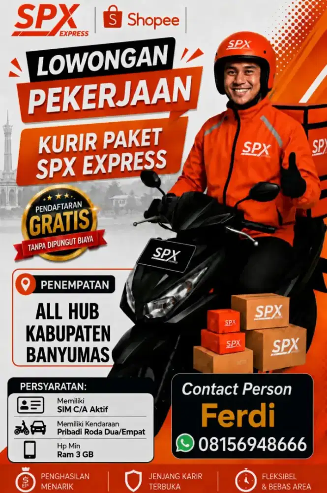 Kurir Motor Spx Express Kabupaten Banyumas dan Purbalingga