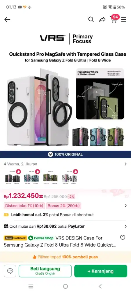Jual Case VRS dan Temp Glass for Samsung Fold 8