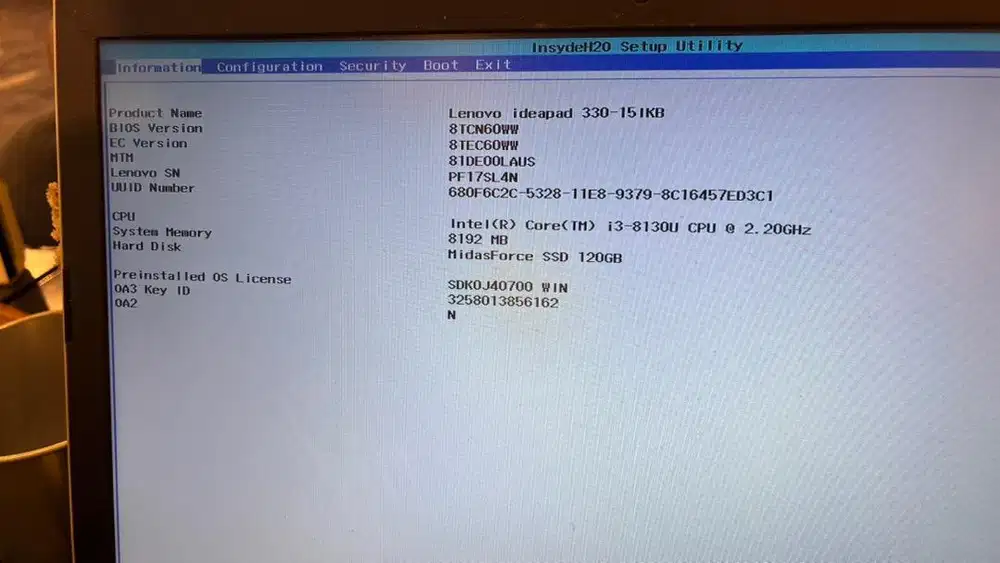LENOVO ideapad 330 intel core i3