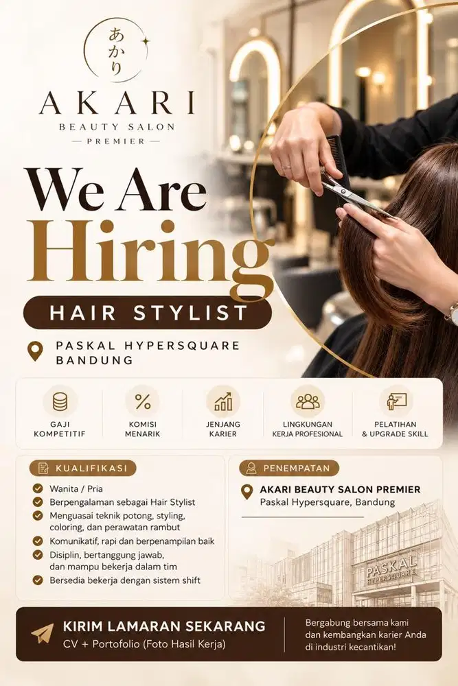 Lowongan kerja Hairstylist Paskal Bandung