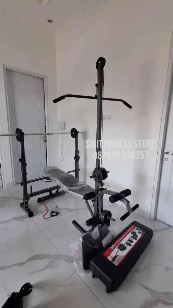 Bench press premium plus dumble beban 50kg besi siap antar