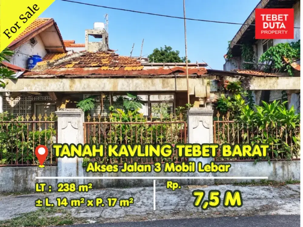 Tanah Kavling Dijual di Tebet Barat Lokasi Sangat Strategis Jalan 3 Mobil Lebar