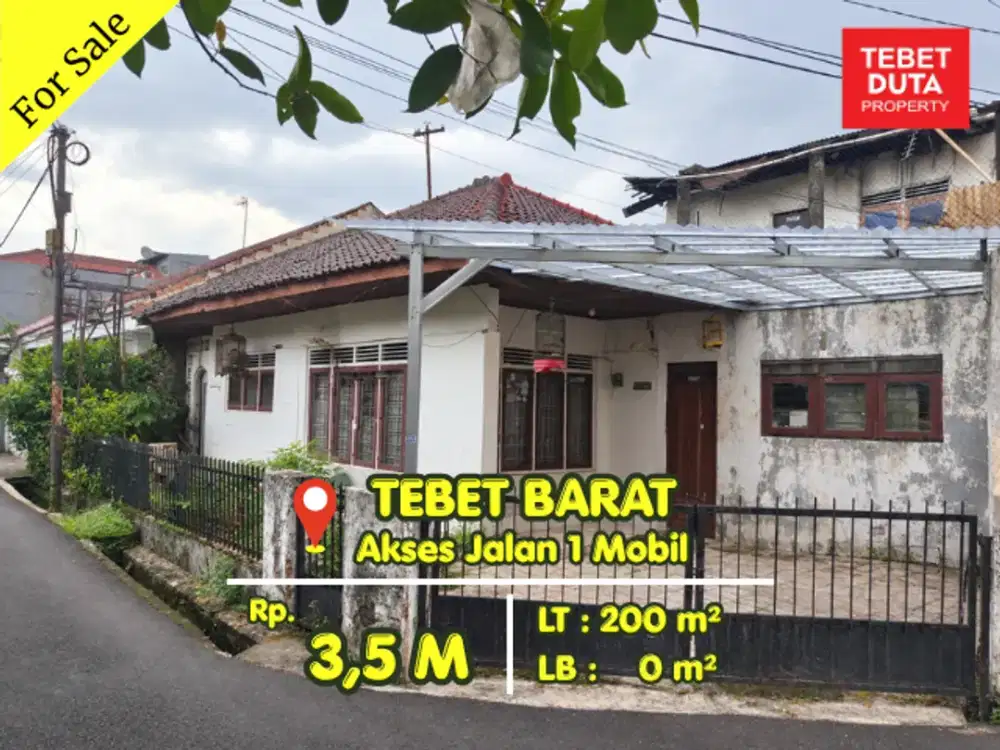 Jual Cepat Rumah Tebet Barat Cukup Hitung Tanah Lokasi Strategis Jalan 1 Mobil