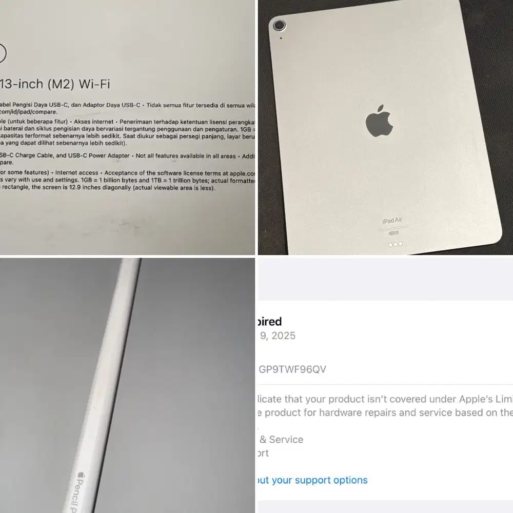 paketan apple pencil pro + ipad air M2 13 inch 128gb wifi ex ibox