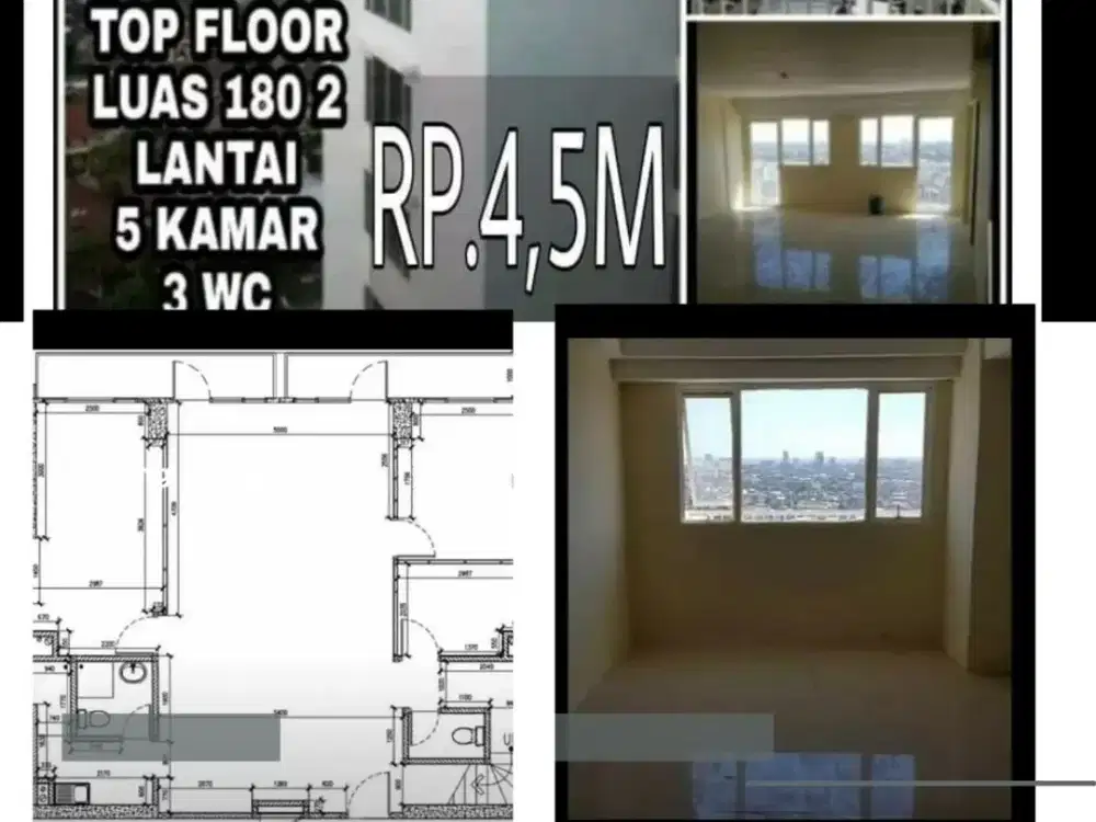 Royal Apartemen Panakkukang ToP Floor 25 & 26 Type 90, 2 Lantai 180 Meter Kamar 5 WC 4 Hadap Boulevard Tengah Kota Rp. 4,5 Milyar