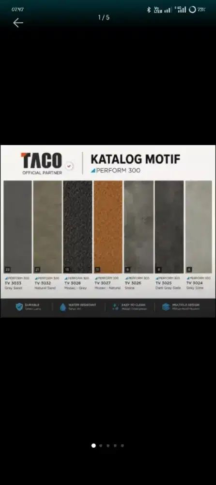 Vinyl lantai merek taco 5mm