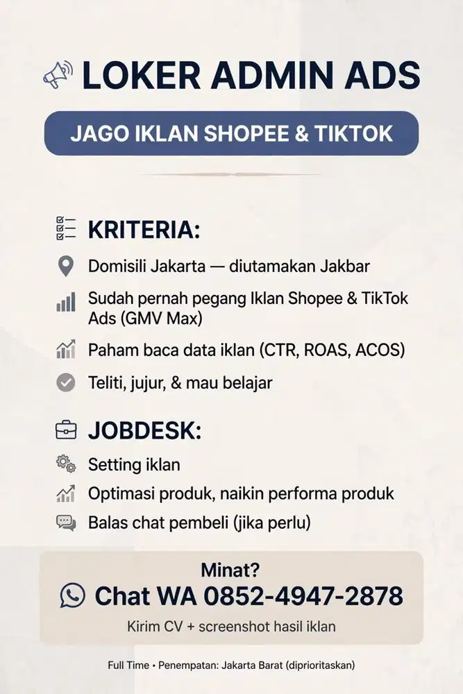 LOKER ADMIN ADS