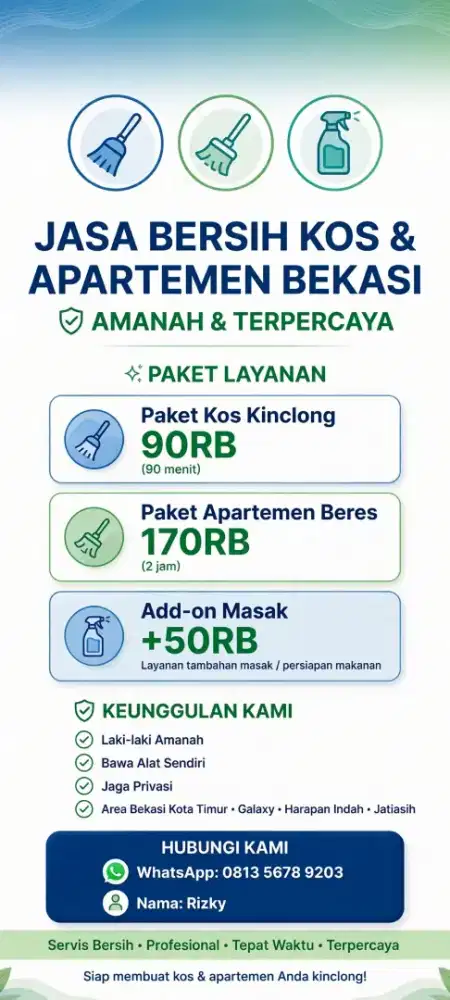 Jasa clean kos & apartemen