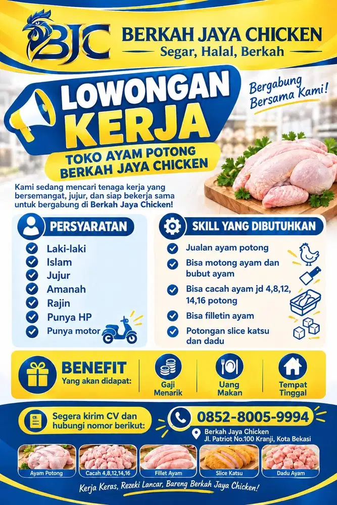 DICARI CEPAT KARYAWAN TOKO AYAM POTONG