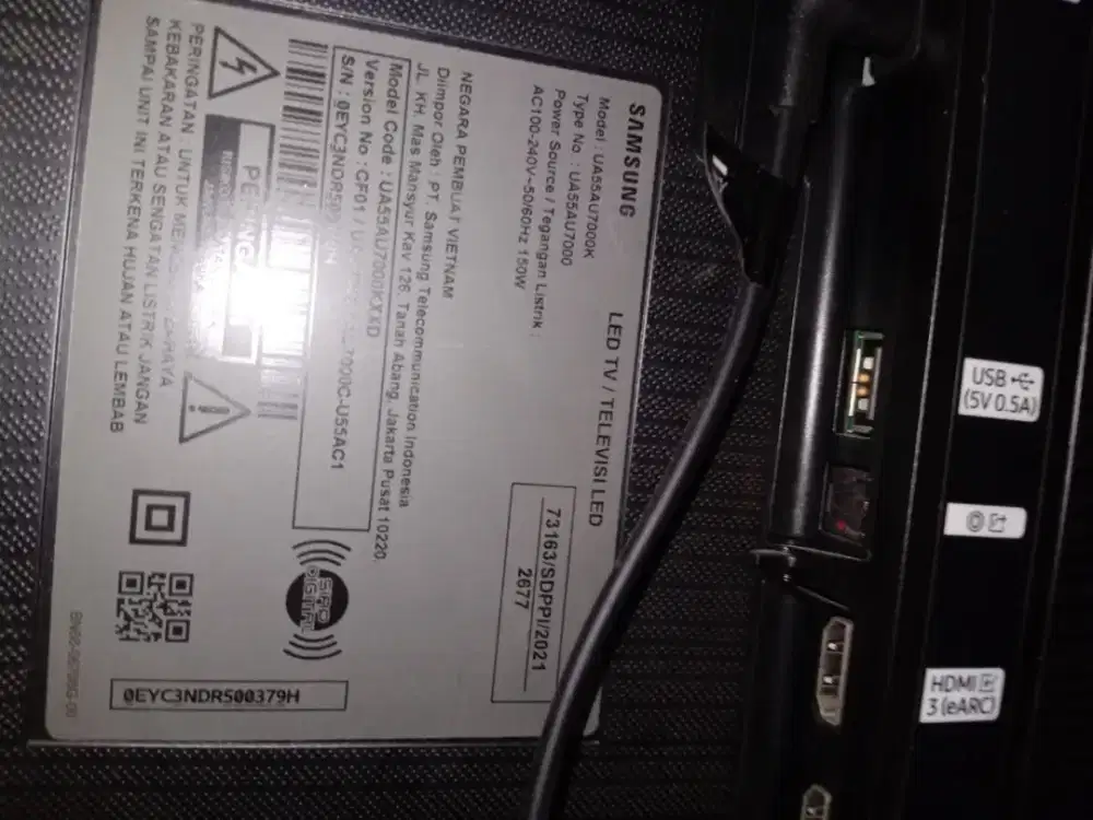 Tv samsung smart 55in minus gak mau start