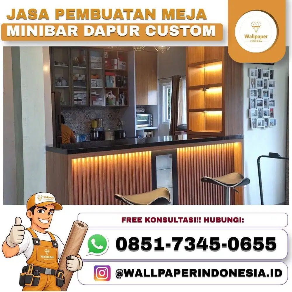 Jasa pembuatan meja minibar dapur custom