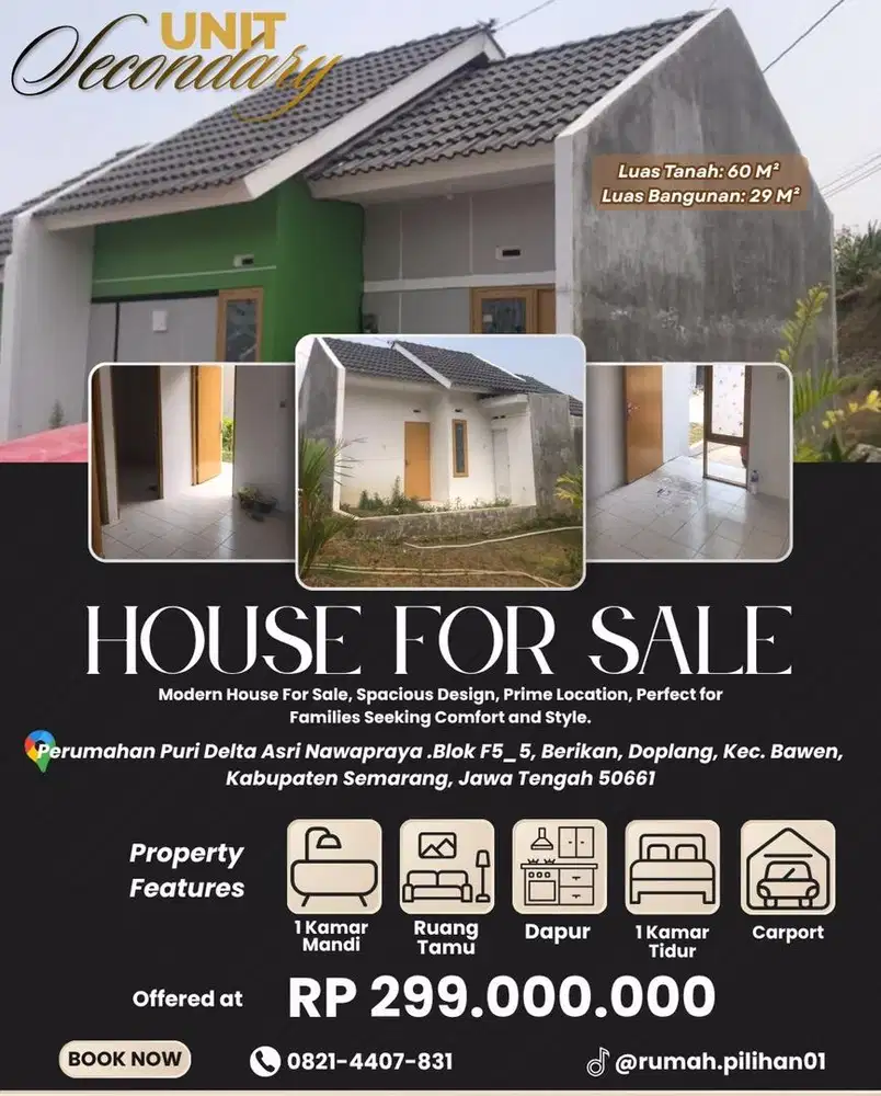 Pilihan Hunian Prakitis Dengan Taman & Carport
