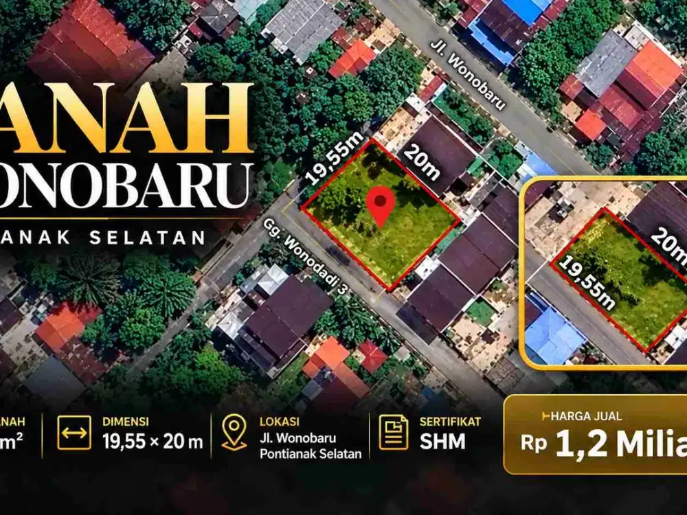 Tanah 391 m² di Jalan Wonobaru, Pontianak Selatan – SHM, Rp1,2 M Nego