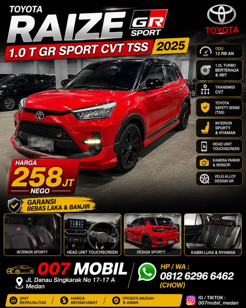 (Odo 14 RB) Toyota Raize 1,0 T GR Sport CVT TSS 2025, 2024 , 2023, WRV