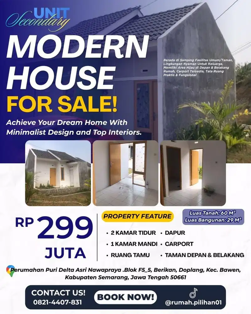 Rumah Praktis Dengan Area Terbuka & Posisi Di Samping Taman