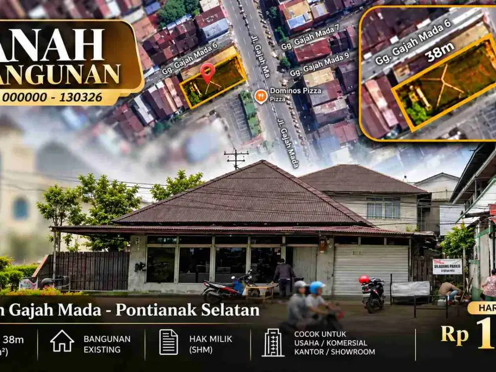 Tanah & Bangunan Strategis di Jl. Gajah Mada – Pontianak Selatan | 465 m²