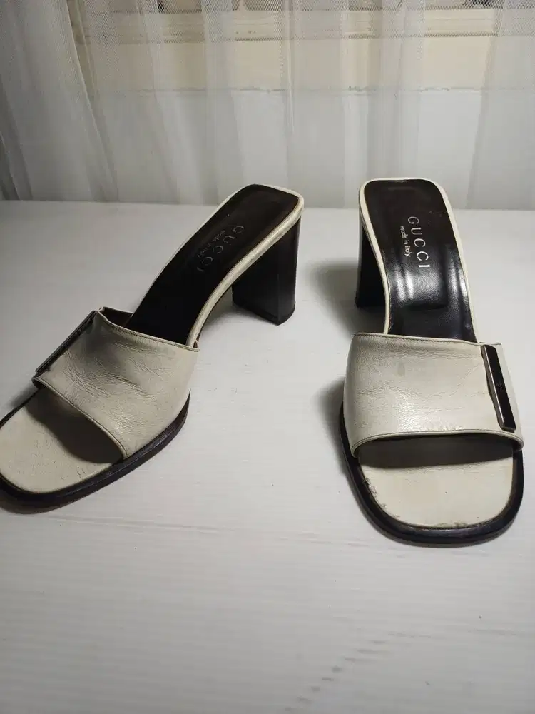 Sandal Gucci White Block Heels (Italy) - Size 7B