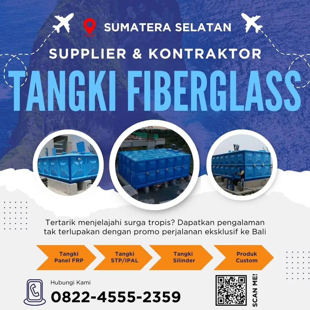 Tangki Fiberglass FRP-Jual Tangki Air Panel Silinder Musi Rawas Utara