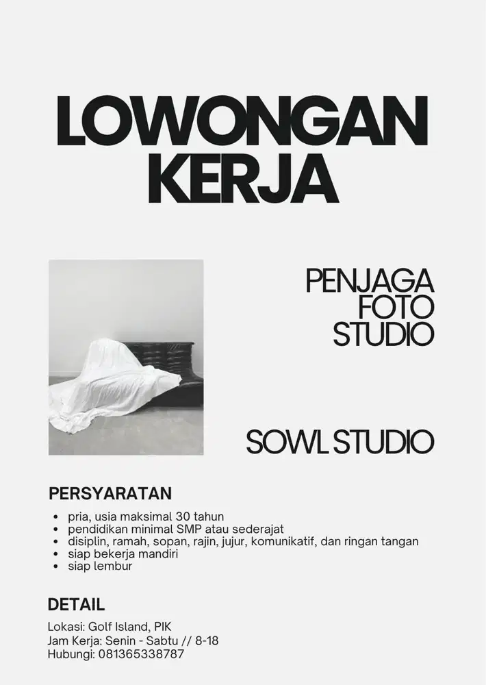Lowongan Kerja - Penjaga Foto Studio