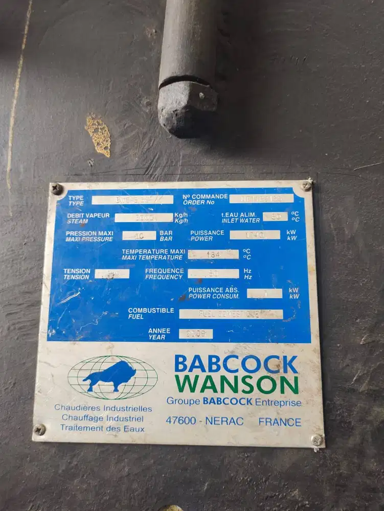 Steam Boiler BABCOCK WANSON 2009 Kapasitas 3 TON