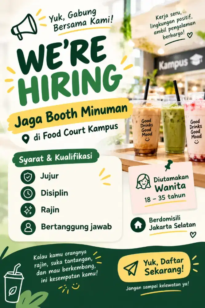Lowongan jaga booth minuman