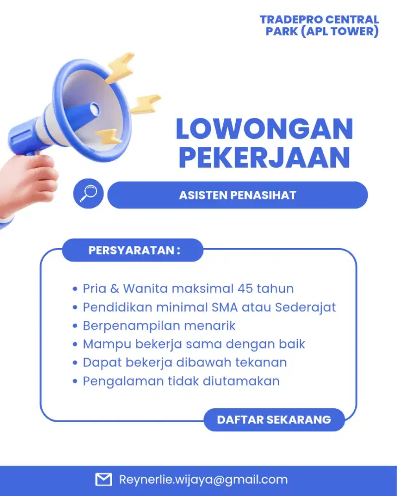 Lowongan Pekerjaan Asisten Penasihat