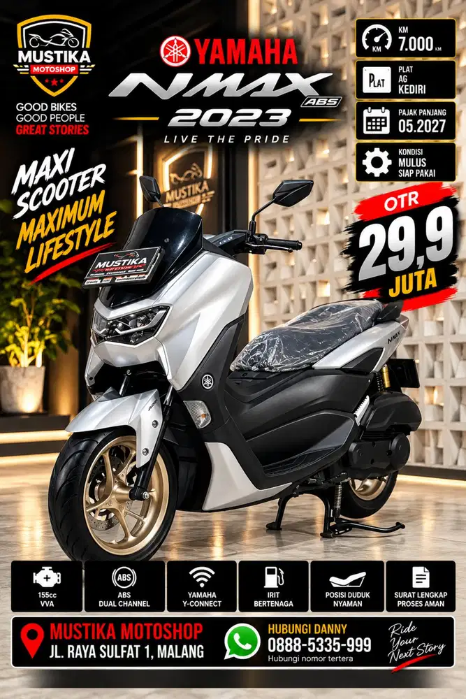 Yamaha NMAX ABS 2023 Silver. Km 7rb‼️DANZ MUSTIKA SULFAT
