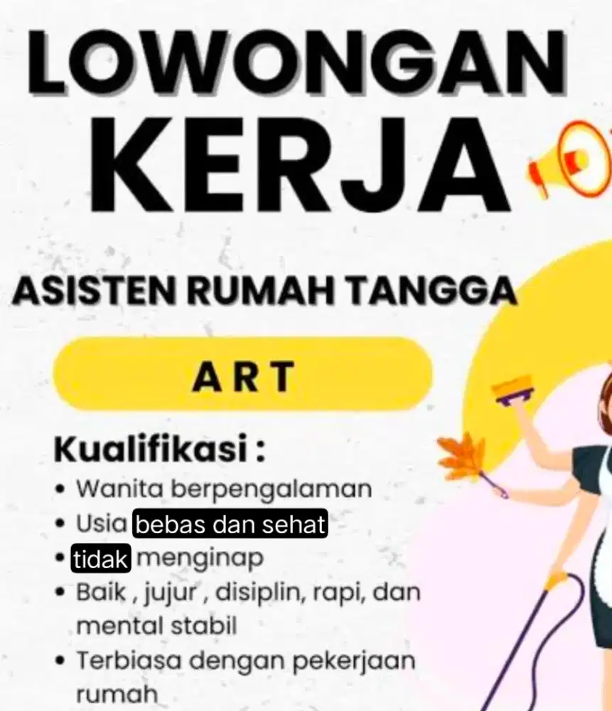 ART PRT siang 3jam 1hari, 3x 1mnggu Asisten Rumah Tangga Cengkareng