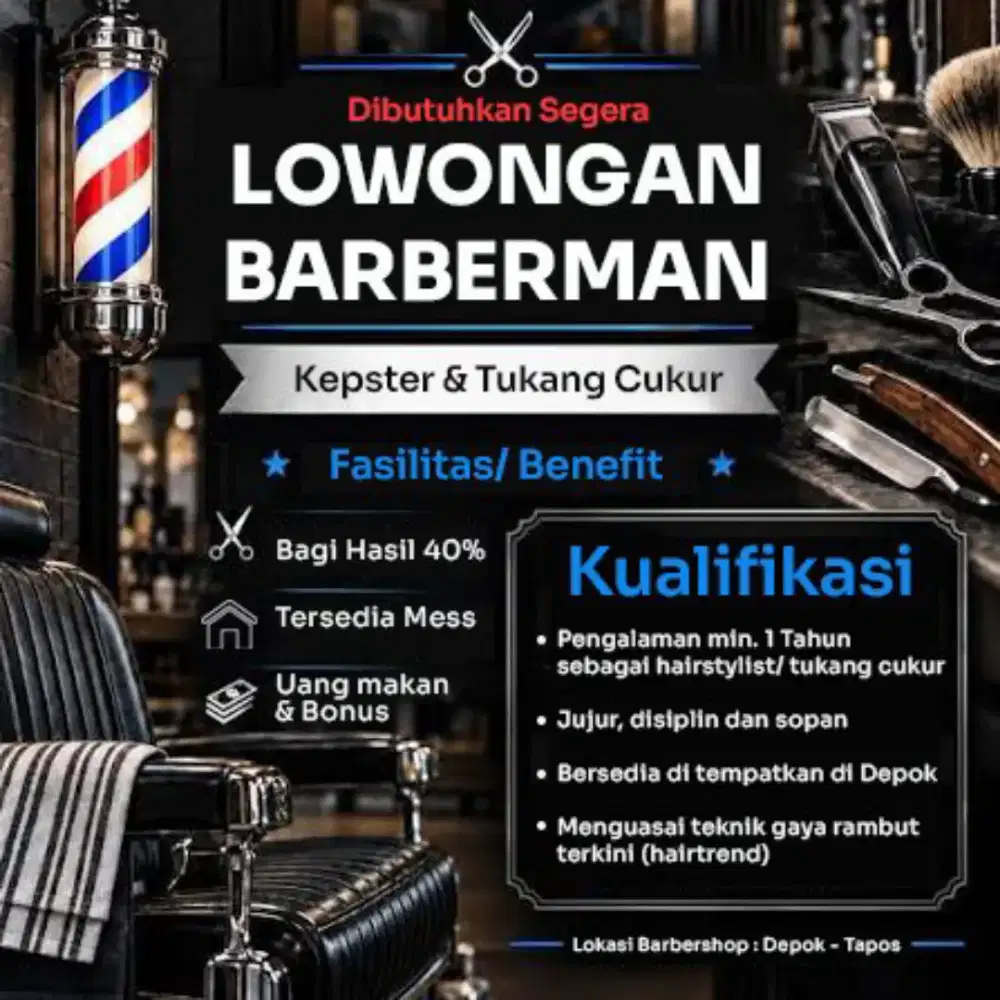 Dibutuhkan Barbershop Tukang Cukur