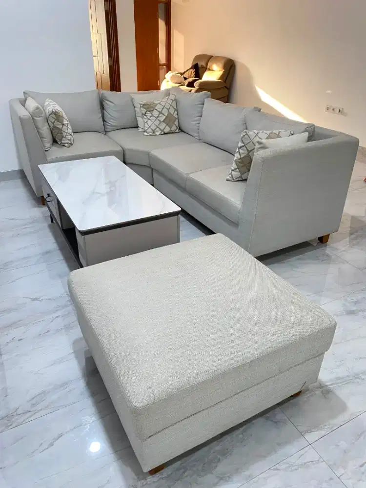 Paket Furniture Ruang Tamu Sofa L dan Meja Coffe Table