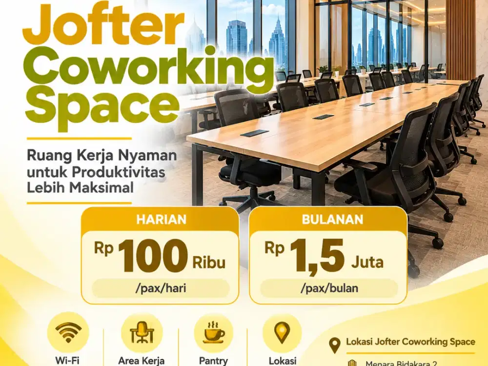 Coworking Space Jakarta & Bekasi – Rp100 Ribu/Hari | Rp1,5 Juta/Bulan