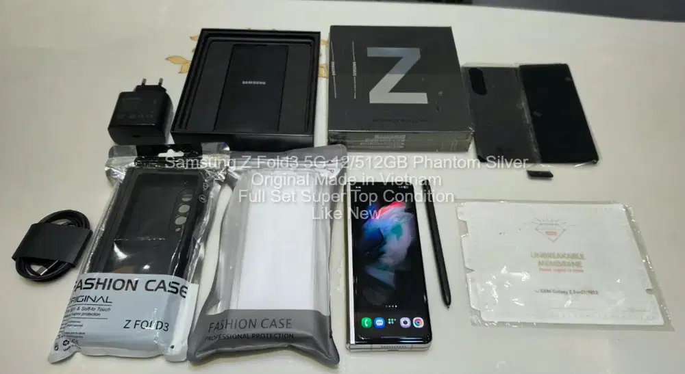 Samsung Galaxy Z Fold3 5G 12/512GB Phantom Silver SEIN Fullset Normal