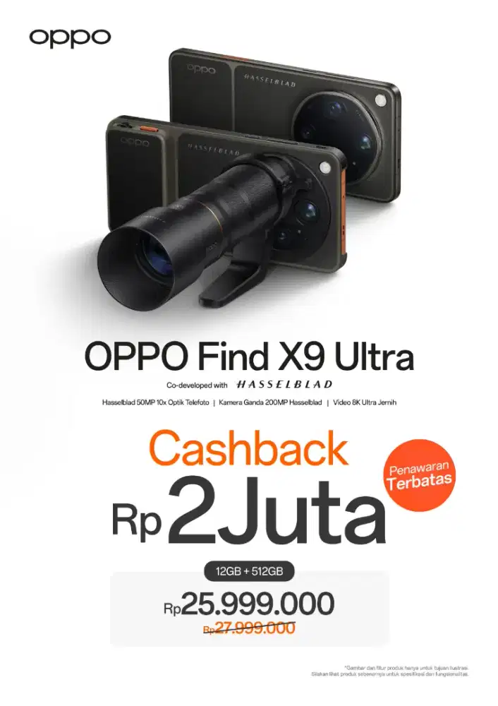 PROMO HP OPPO FIND X9 ULTRA CASHBACK 2 JUTA RUPIAH