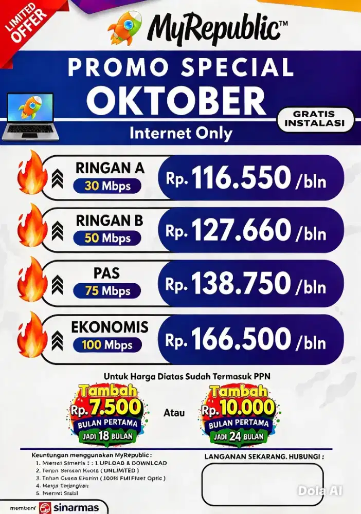 Parung waru jaya Promo Internet Myrepublic wifi myrepublic