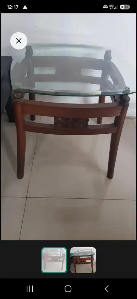 SALE Meja jati + kaca jual Murah