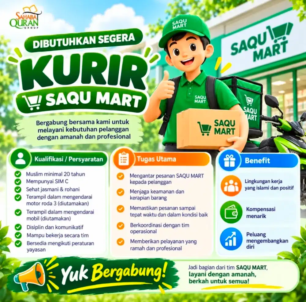 Dibutuhkan kurir saqumart