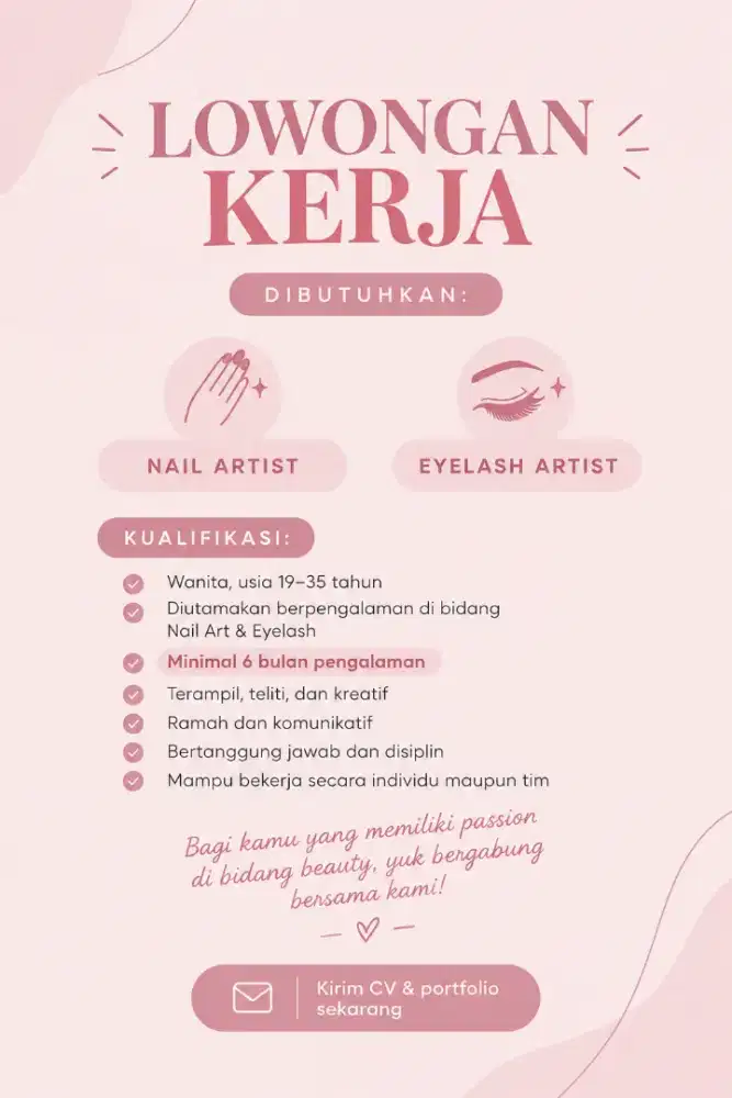 lowongan pekerjaan eyelash and nailart