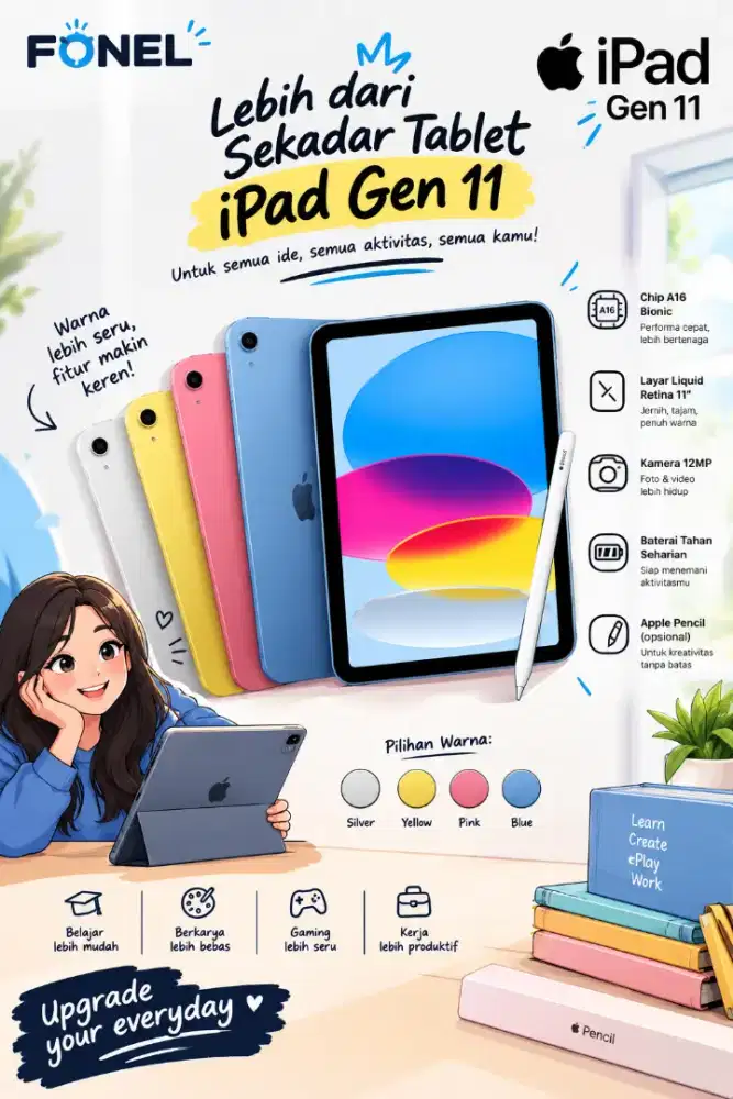 Apple iPad Gen 11 (A16 Bionic) 11 Inci - Mulus Fullset Original
