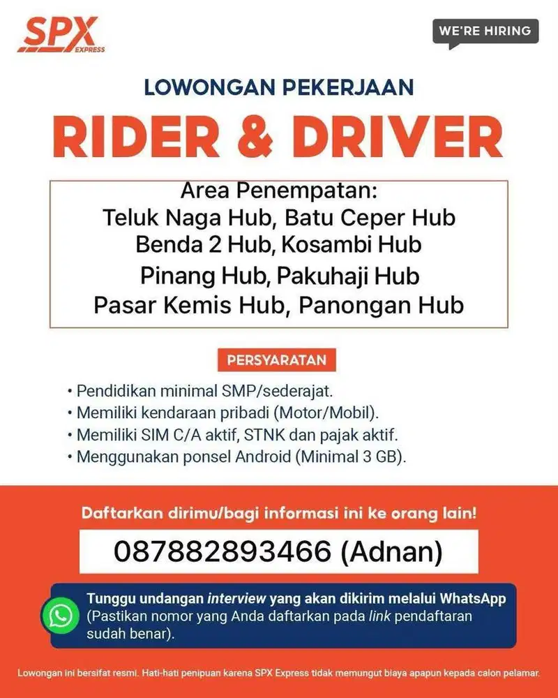 LOKER KURIR MOTOR SPX EXPRESS