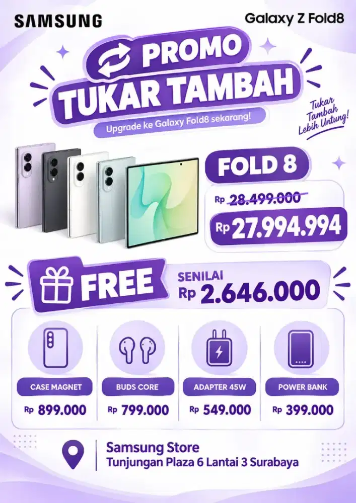 Samsung Zfold8 tradein cashback 500 dan free voucher 2.6juta