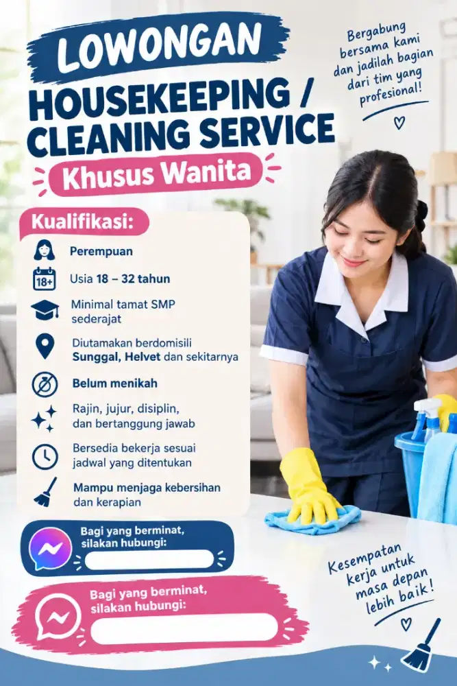 Dicari cleaning service hotel