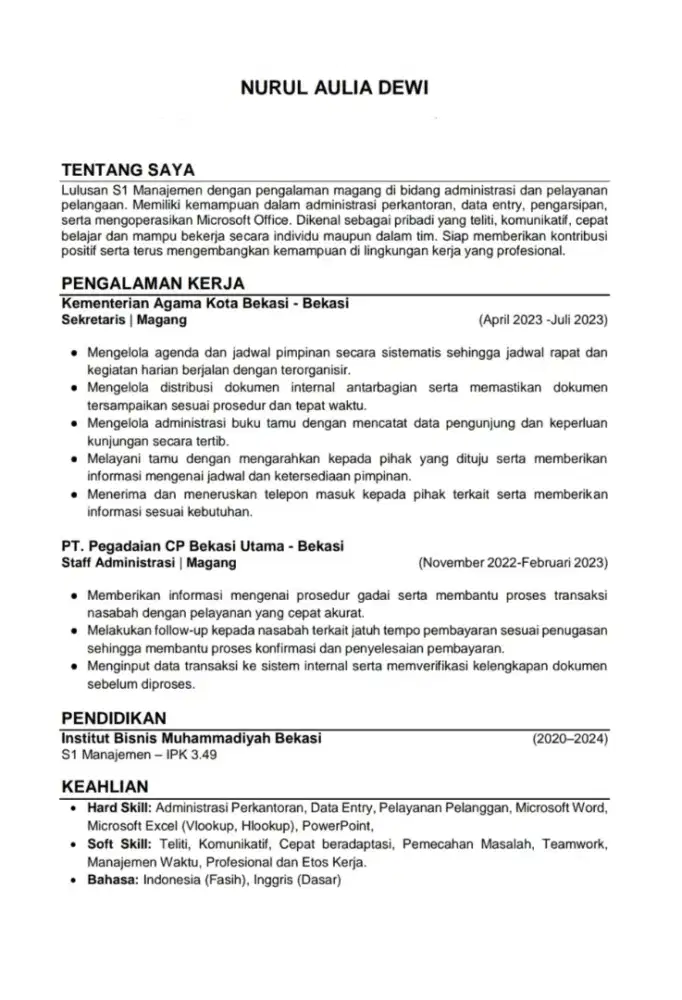 Mencari Lowongan Kerja - Admin/Staff